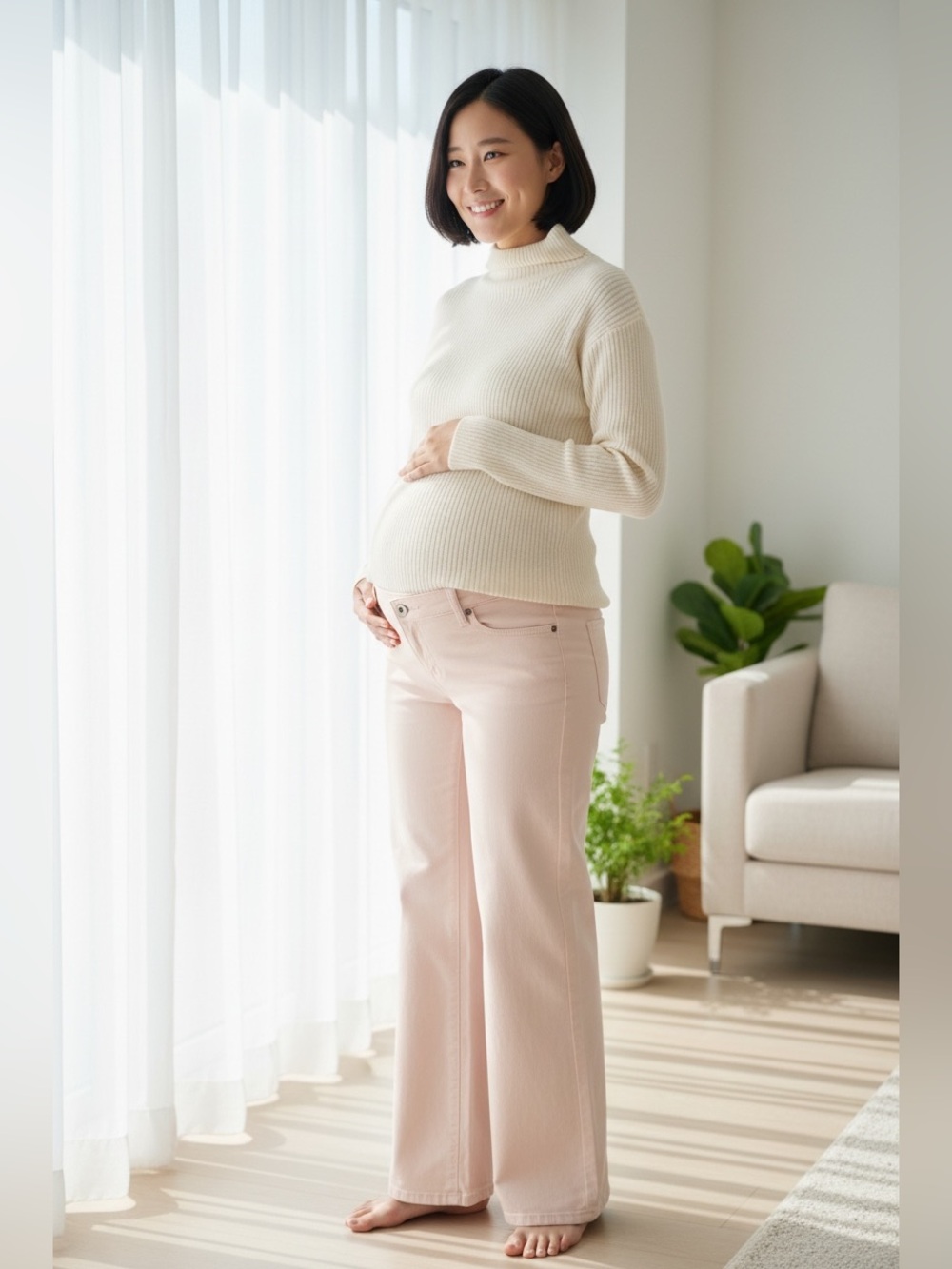Hatch strong like momma Soft Cream  wide leg Maternity jeans size 29